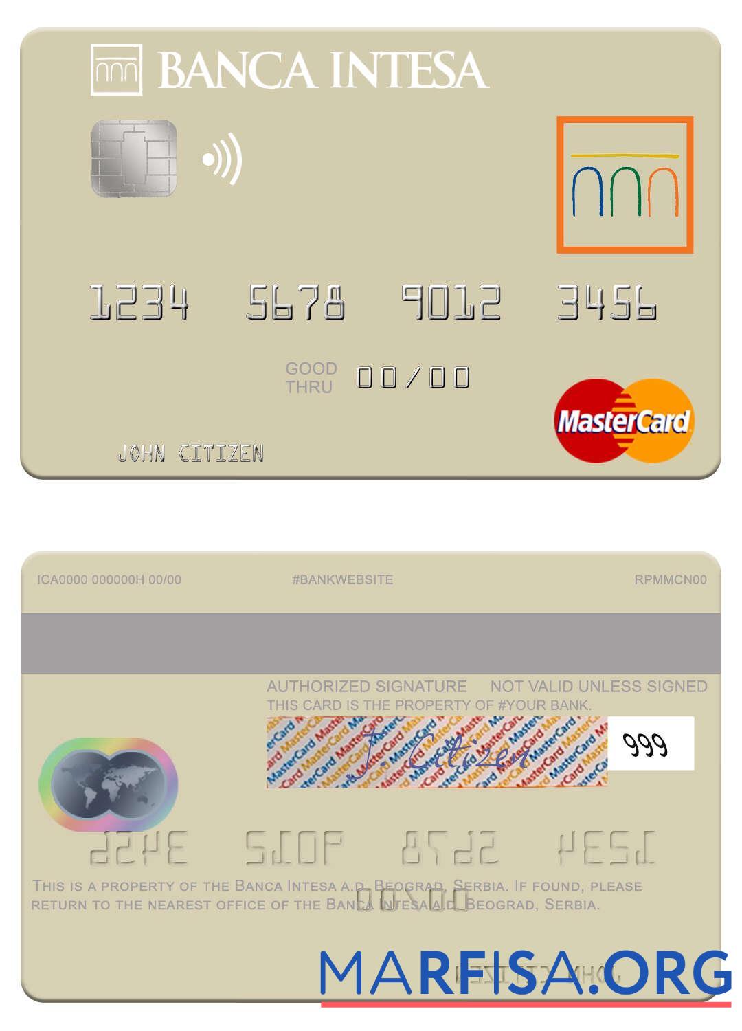 Downloadable Serbia The Banca Intesa a.d. Beograd mastercard download for verification
